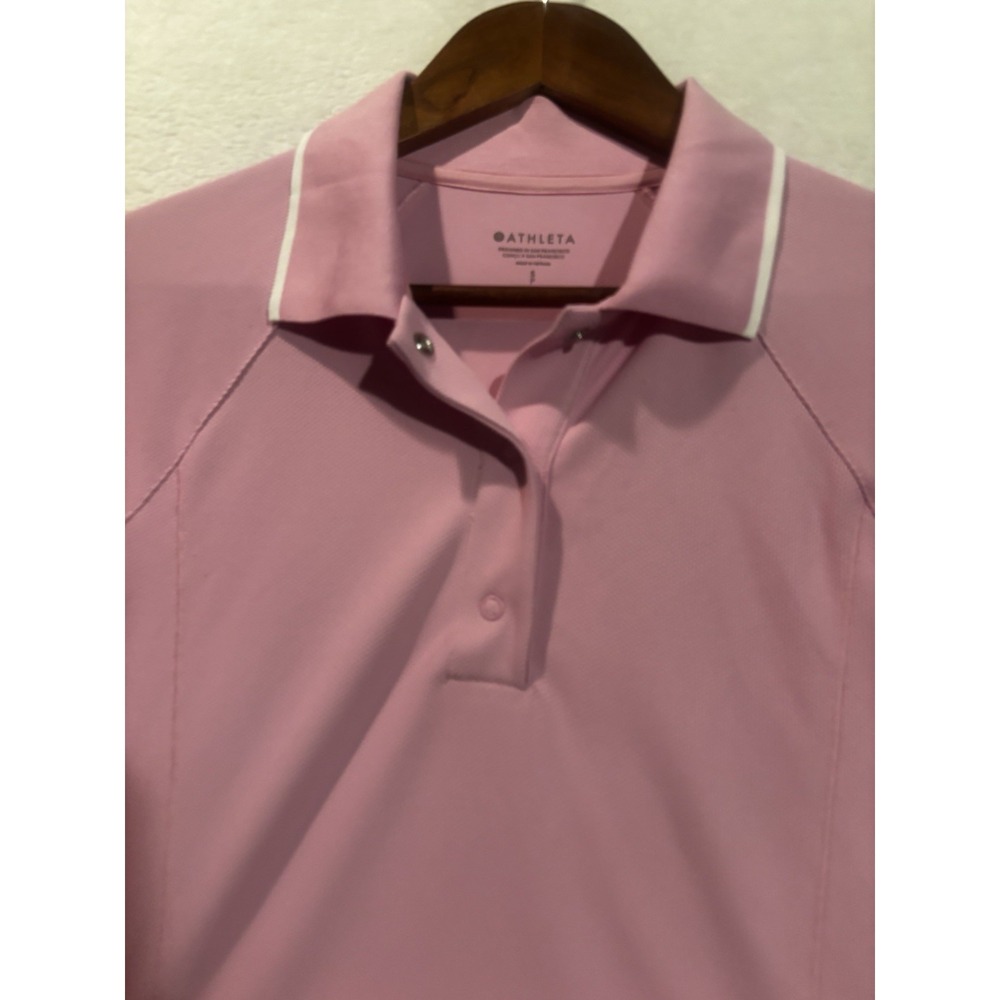 Athleta Everyday Polo Women's Small Pink Short Sleeve Active Top Golf Tennis